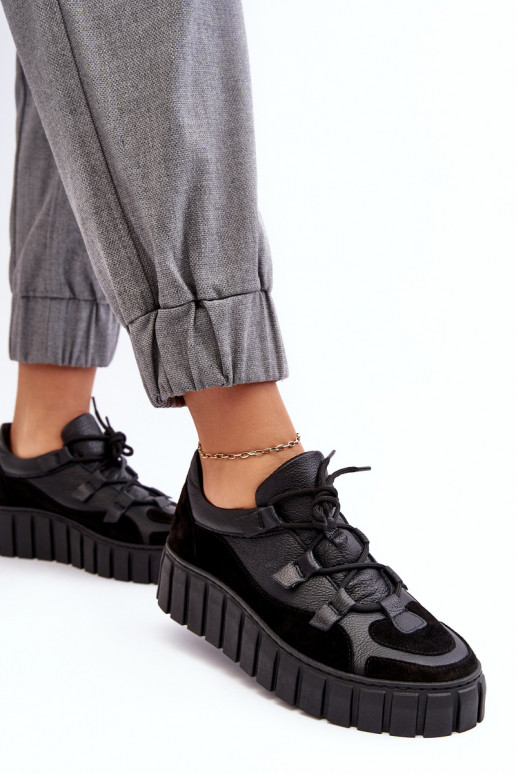 Femenino Piel zapatillas con una plataforma M01/1 Zazoo de color negro Femenino Piel zapatillas con una plataforma M01/1 Zazoo de color negro