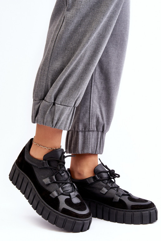 Femenino Piel zapatillas con una plataforma M01/1 Zazoo de color negro Femenino Piel zapatillas con una plataforma M01/1 Zazoo de color negro