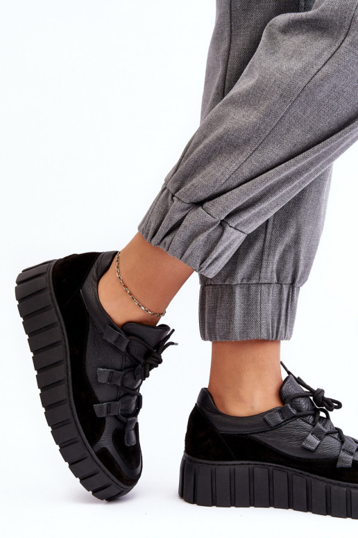 Femenino Piel zapatillas con una plataforma M01/1 Zazoo de color negro Femenino Piel zapatillas con una plataforma M01/1 Zazoo de color negro