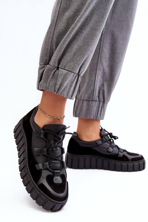 Femenino Piel zapatillas con una plataforma M01/1 Zazoo de color negro Femenino Piel zapatillas con una plataforma M01/1 Zazoo de color negro