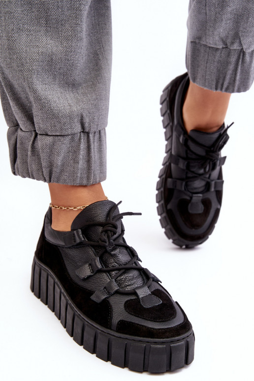 Femenino Piel zapatillas con una plataforma M01/1 Zazoo de color negro Femenino Piel zapatillas con una plataforma M01/1 Zazoo de color negro