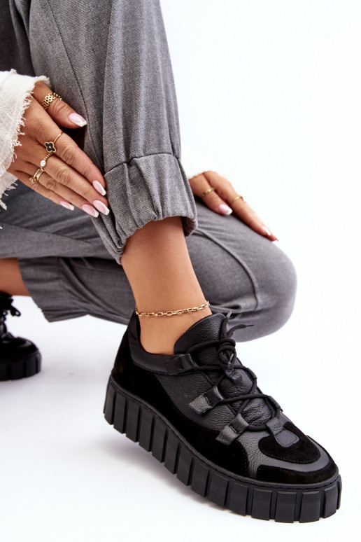 Femenino Piel zapatillas con una plataforma M01/1 Zazoo de color negro Femenino Piel zapatillas con una plataforma M01/1 Zazoo de color negro