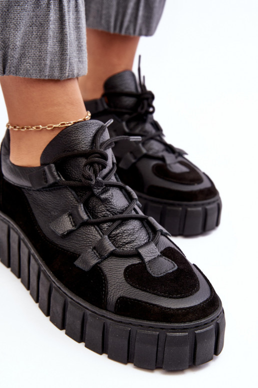 Femenino Piel zapatillas con una plataforma M01/1 Zazoo de color negro Femenino Piel zapatillas con una plataforma M01/1 Zazoo de color negro