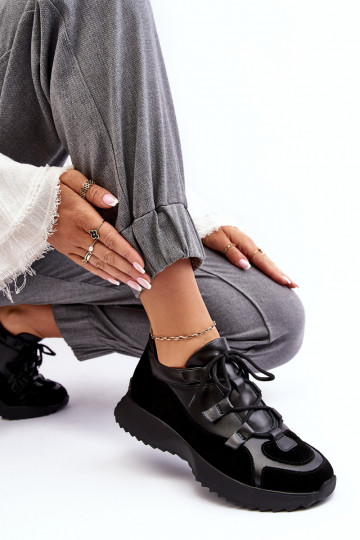 Piel zapatillas Femenino M01/2 Zazoo de color negro