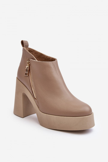 Botas de mujer En un poste enorme con cremalleras 1755 Zazoo beige 2