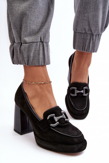 Piel Zapatos En un poste enorme Laura Messi 2706 de color negro