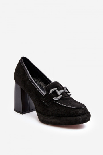 Zapatos de cuero con gran tacón Laura Messi 2706 color negro 2