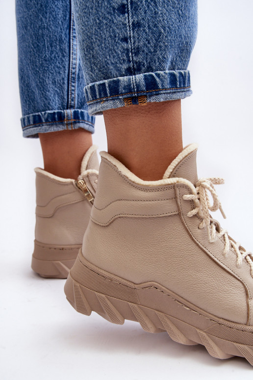 calentamiento Piel Botas de mujer con una plataforma beige Lemar Jevette