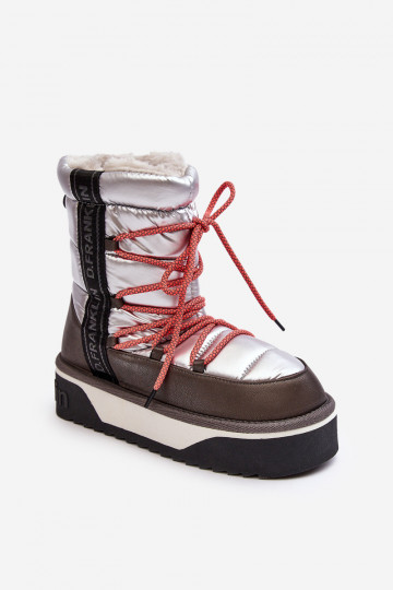 Botas de nieve para mujer con suela gruesa veganas D.Franklin DFSH371006 color plateado