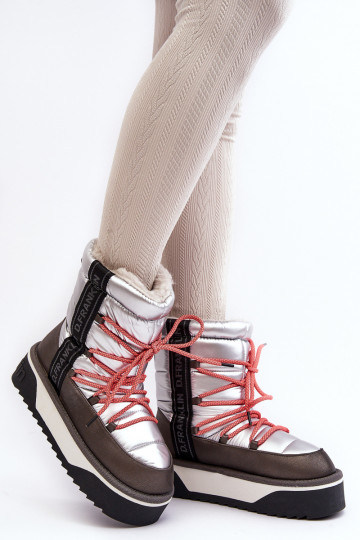 Botas de nieve para mujer con suela gruesa veganas D.Franklin DFSH371006 color plateado 2