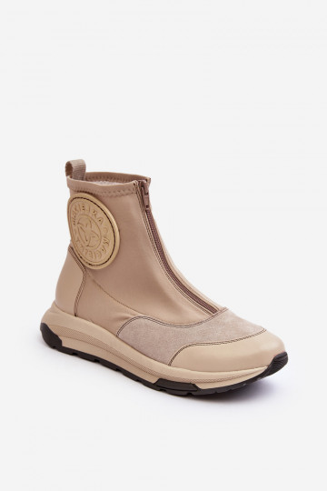 Botas de mujer con cremalleras Tiene queciejka 06297-22 beige 2