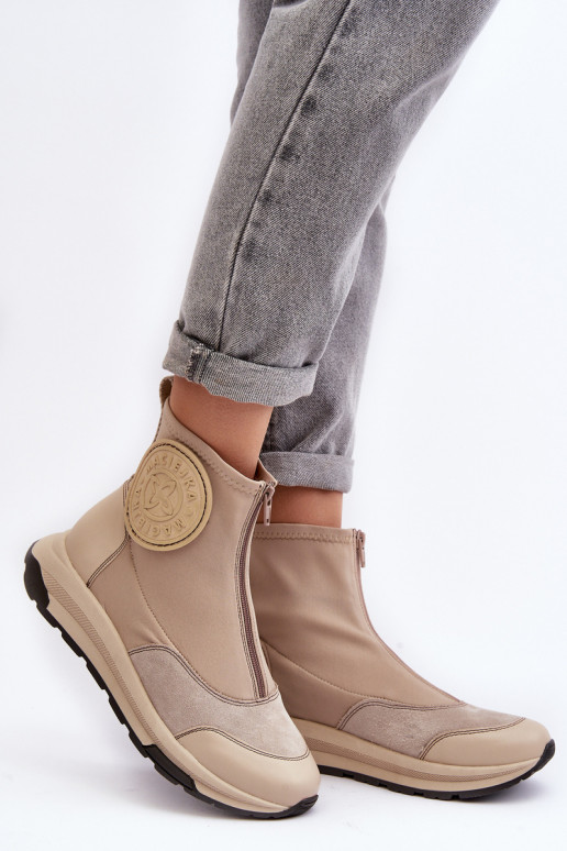 Botas de mujer con cremalleras Tiene queciejka 06297-22 beige Botas de mujer con cremalleras Tiene queciejka 06297-22 beige