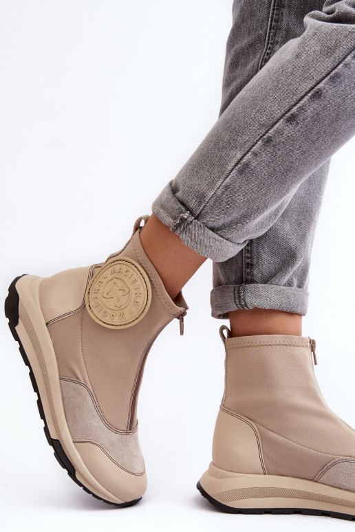 Botas de mujer con cremalleras Tiene queciejka 06297-22 beige Botas de mujer con cremalleras Tiene queciejka 06297-22 beige