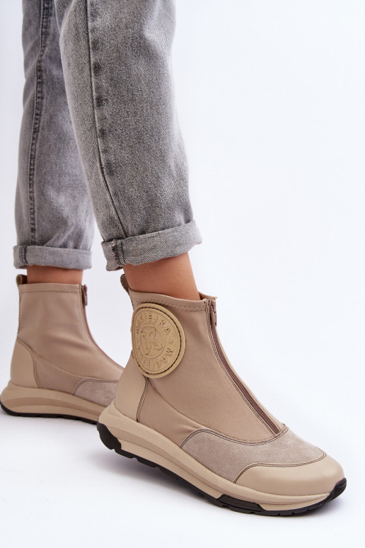 Botas de mujer con cremalleras Tiene queciejka 06297-22 beige Botas de mujer con cremalleras Tiene queciejka 06297-22 beige