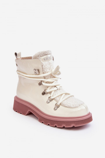 Botines de cuero lustrados para mujer GOE MM2N4083 color blanco
