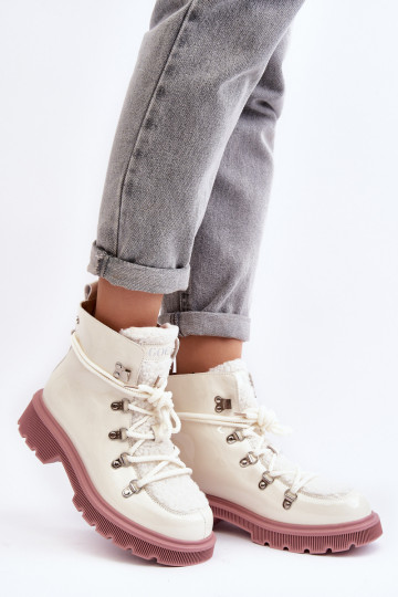 Botines de cuero lustrados para mujer GOE MM2N4083 color blanco 2