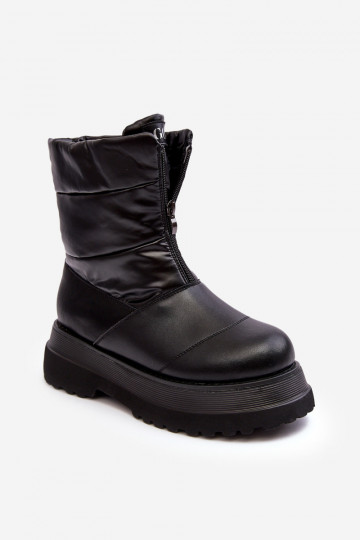 Botas de nieve para mujer con suela gruesa y cremalleras GOE MM2N4078 color negro