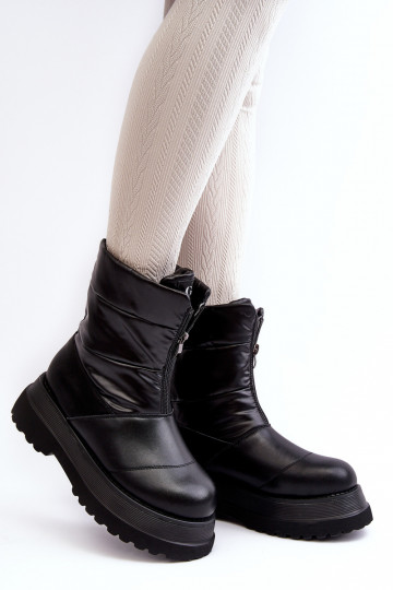Botas de nieve para mujer con suela gruesa y cremalleras GOE MM2N4078 color negro 2