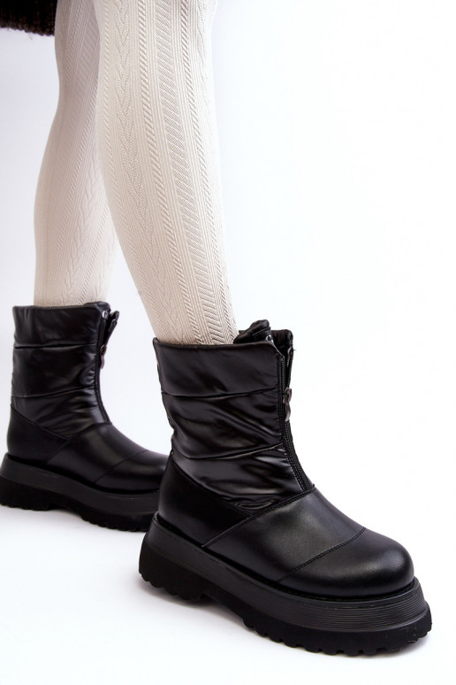 Botas de nieve Femenino Sobre una suela gruesa con cremalleras GOE MM2N4078 de color negro