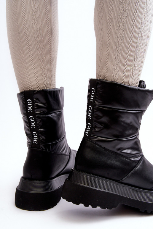 Botas de nieve Femenino Sobre una suela gruesa con cremalleras GOE MM2N4078 de color negro