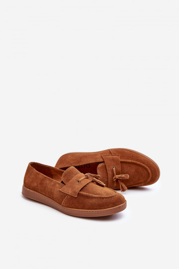 Mocasines de gamuza para hombres Zazoo 1566 color marrón cálido