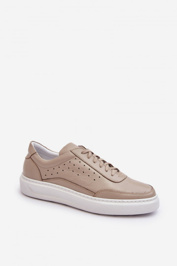 Zapatillas deportivas de cuero para hombres Zazoo 1544 color arena
