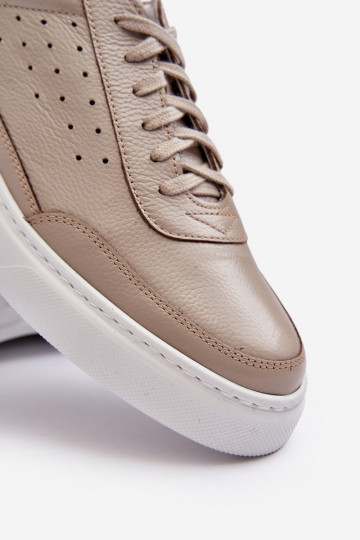 Zapatillas deportivas de cuero para hombres Zazoo 1544 color arena 2