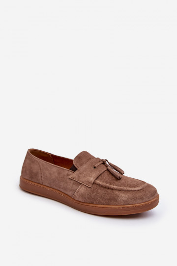 Mocasines de gamuza para hombres Zazoo 1566 color marrón