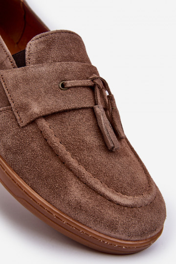 Mocasines de gamuza para hombres Zazoo 1566 color marrón 2