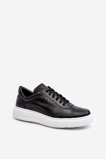 Zapatillas deportivas de cuero para hombres Zazoo 1544 color negro