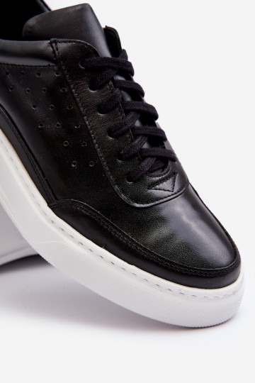 Zapatillas deportivas de cuero para hombres Zazoo 1544 color negro 2