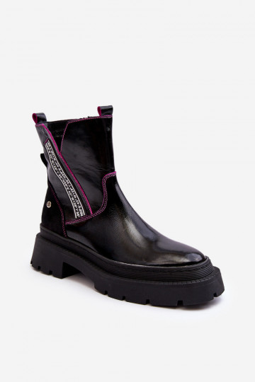 Piel Femenino Botas Tiene queciejka 06236-15 de color negro 2