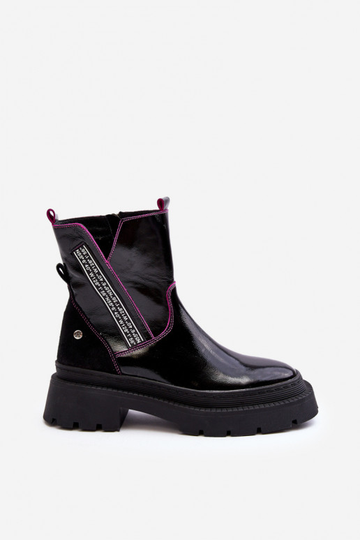 Piel Femenino Botas Tiene queciejka 06236-15 de color negro Piel Femenino Botas Tiene queciejka 06236-15 de color negro