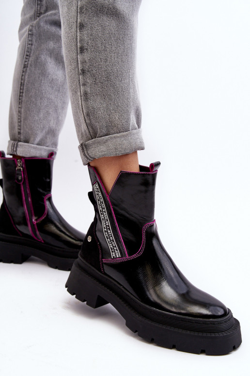 Piel Femenino Botas Tiene queciejka 06236-15 de color negro Piel Femenino Botas Tiene queciejka 06236-15 de color negro