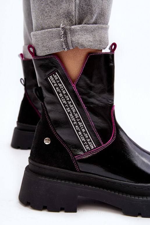 Piel Femenino Botas Tiene queciejka 06236-15 de color negro Piel Femenino Botas Tiene queciejka 06236-15 de color negro