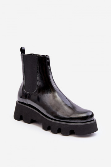 botas con estilo Femenino Piel con suelas masivas de moda Laura Messi 2571 de color negro