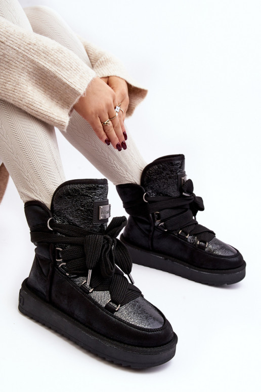 Femenino Botas de nieve con detalles elegantes D.Franklin DFSH370006 de color negro