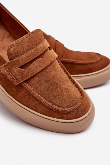 Mocasines de gamuza para hombres Zazoo 1574 color marrón 2