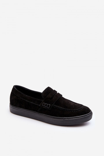 Mocasines de gamuza para hombres Zazoo 1574 color negro
