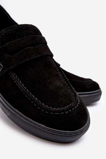 de gamuza Zapatos de hombre Mocasines Zazoo 1574 de color negro 2