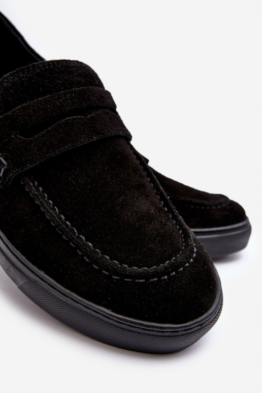 de gamuza Zapatos de hombre Mocasines Zazoo 1574 de color negro de gamuza Zapatos de hombre Mocasines Zazoo 1574 de color negro