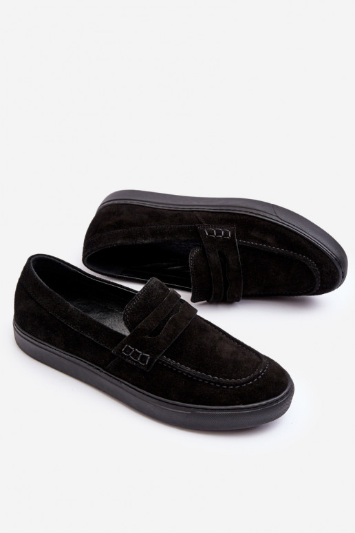 de gamuza Zapatos de hombre Mocasines Zazoo 1574 de color negro de gamuza Zapatos de hombre Mocasines Zazoo 1574 de color negro