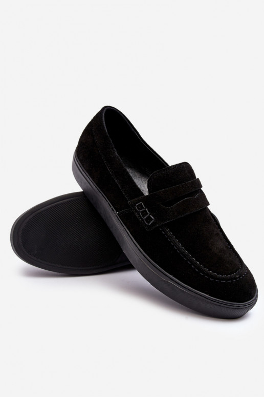 de gamuza Zapatos de hombre Mocasines Zazoo 1574 de color negro de gamuza Zapatos de hombre Mocasines Zazoo 1574 de color negro