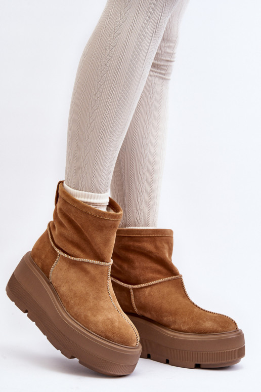 Piel Femenino Botas con suelas masivas de moda color marrón Zazoo 3424 Piel Femenino Botas con suelas masivas de moda color marrón Zazoo 3424