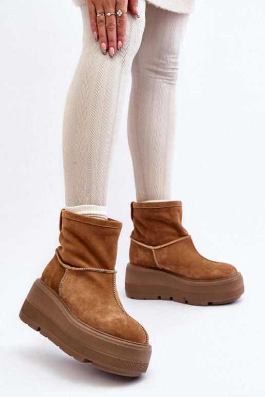 Piel Femenino Botas con suelas masivas de moda color marrón Zazoo 3424 Piel Femenino Botas con suelas masivas de moda color marrón Zazoo 3424
