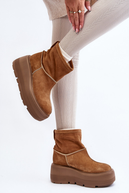 Piel Femenino Botas con suelas masivas de moda color marrón Zazoo 3424 Piel Femenino Botas con suelas masivas de moda color marrón Zazoo 3424