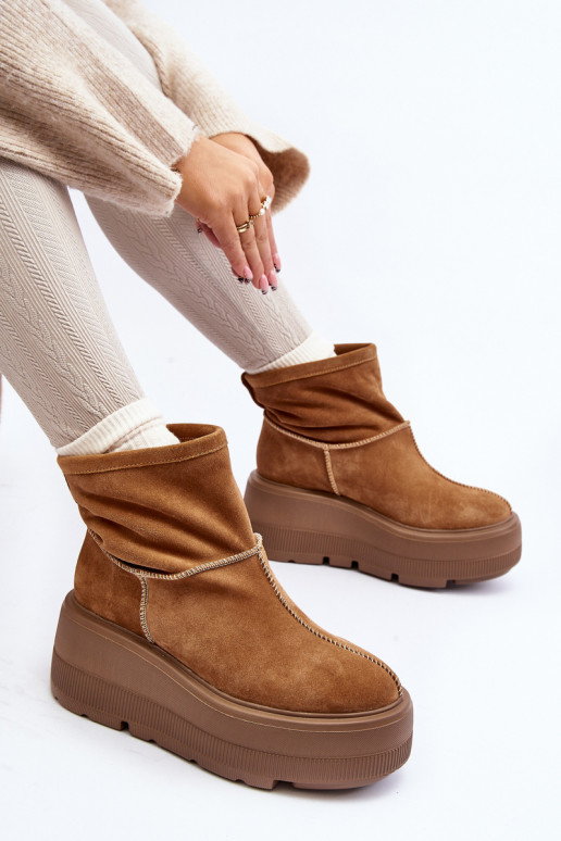 Piel Femenino Botas con suelas masivas de moda color marrón Zazoo 3424 Piel Femenino Botas con suelas masivas de moda color marrón Zazoo 3424