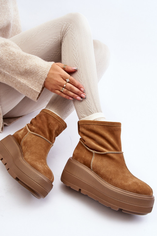 Piel Femenino Botas con suelas masivas de moda color marrón Zazoo 3424 Piel Femenino Botas con suelas masivas de moda color marrón Zazoo 3424