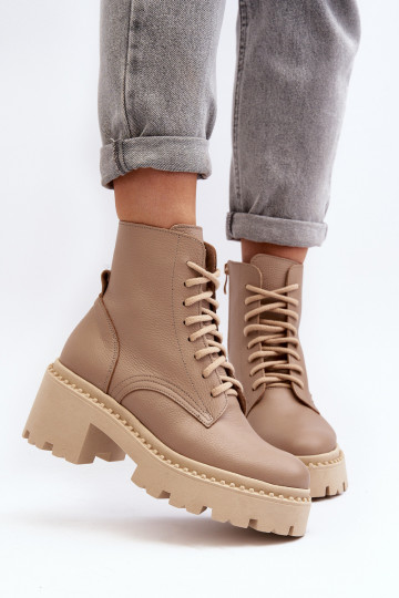 Zazoo 3413 Botas de mujer botas altas de montar En tacones enormes beige