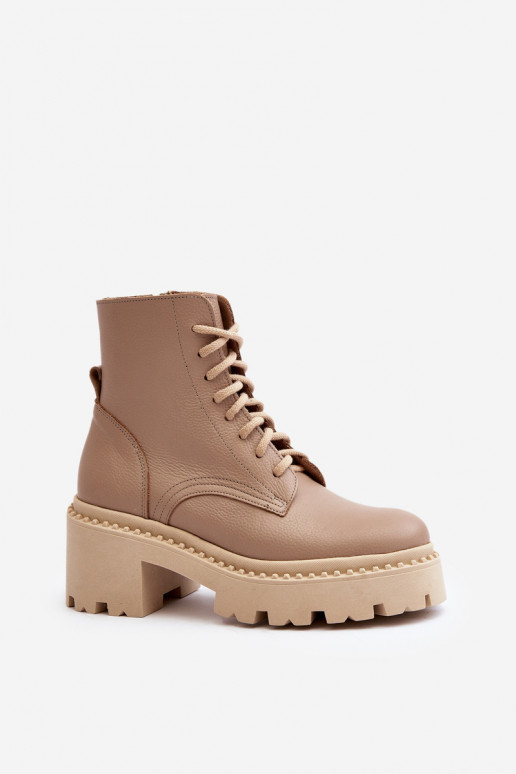 Zazoo 3413 Botas de mujer botas altas de montar En tacones enormes beige